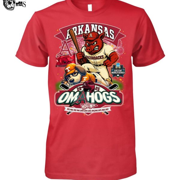 Arkansas Razorbacks Men’s College World Series Omahogs Hogswin 2025 T-Shirt