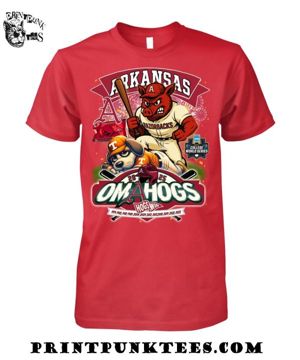 Arkansas Razorbacks Men’s College World Series Omahogs Hogswin 2025 T-Shirt