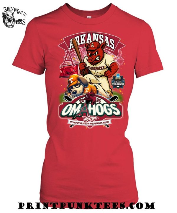 Arkansas Razorbacks Men’s College World Series Omahogs Hogswin 2025 T-Shirt
