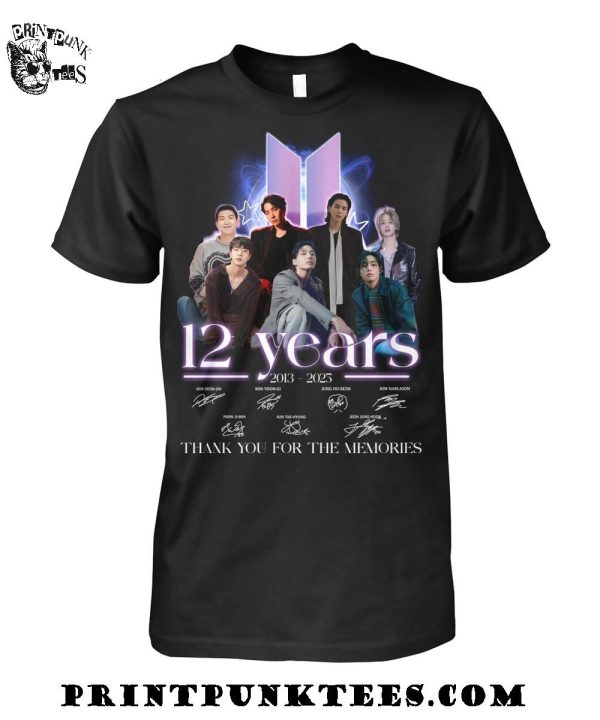 BTS 12 Years 2013-2025 Thank You For The Memories T-Shirt