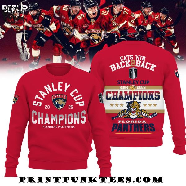 Florida Panthers Cats Win Back To Back 2024-2025 Champions Red Hoodie