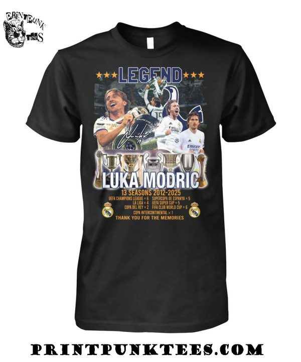 Legend Luka Modric Real Madrid 2025 Thank You For The Memories T-Shirt