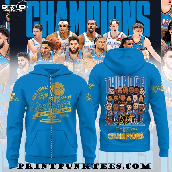NBA Final 2024-2025 Champions Oklahoma City Thunder Chibi Special New T-Shirt – Blue