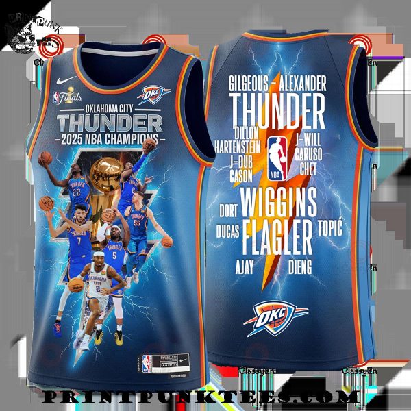 Oklahoma City Thunder 2025 NBA Champions Wiggins Flagler Basketball Jersey