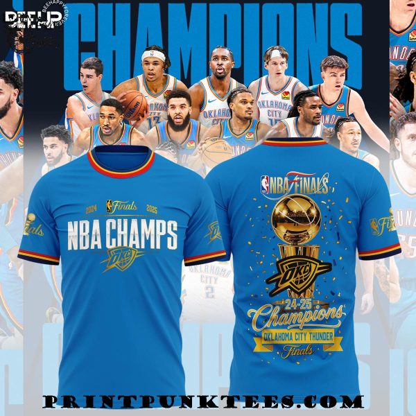 Oklahoma City Thunder NBA Final 2024-2025 Champions Special New T-Shirt – Blue