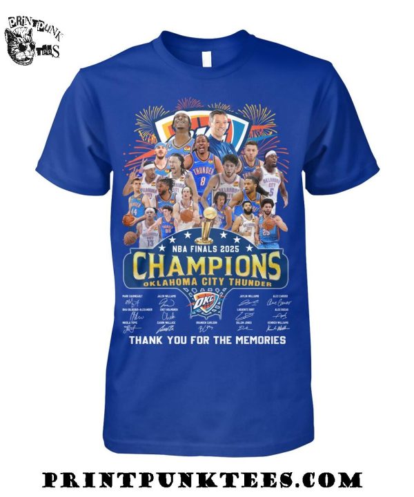 Oklahoma City Thunder NBA Finals 2025 Champions Thank You For The Memories T-Shirt