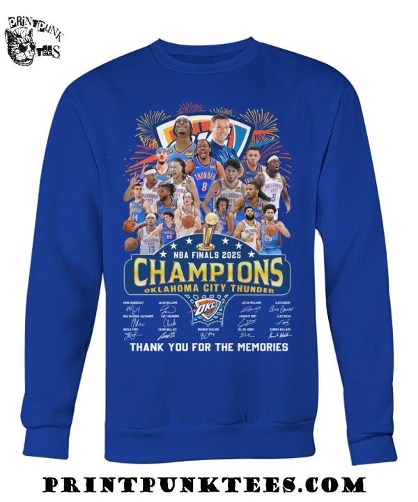 Oklahoma City Thunder NBA Finals 2025 Champions Thank You For The Memories T-Shirt