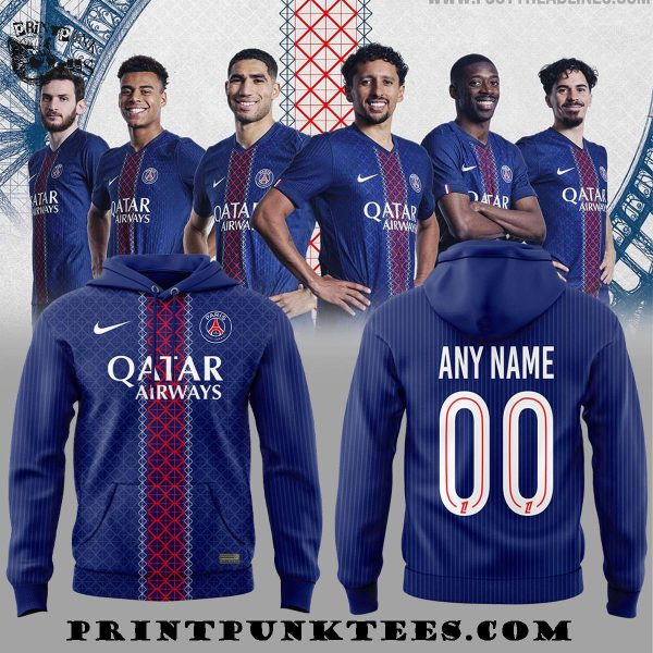 Paris Saint Germain 2025-2026 Home Kit Released Custom Name And Number For Fans Hoodie