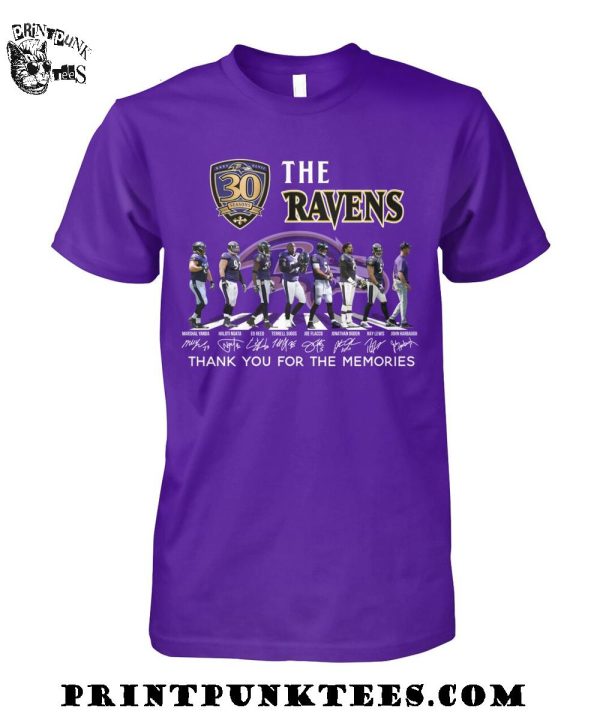 The Baltimore Ravens 30 Seasons Thank You For The Memories T-Shirt