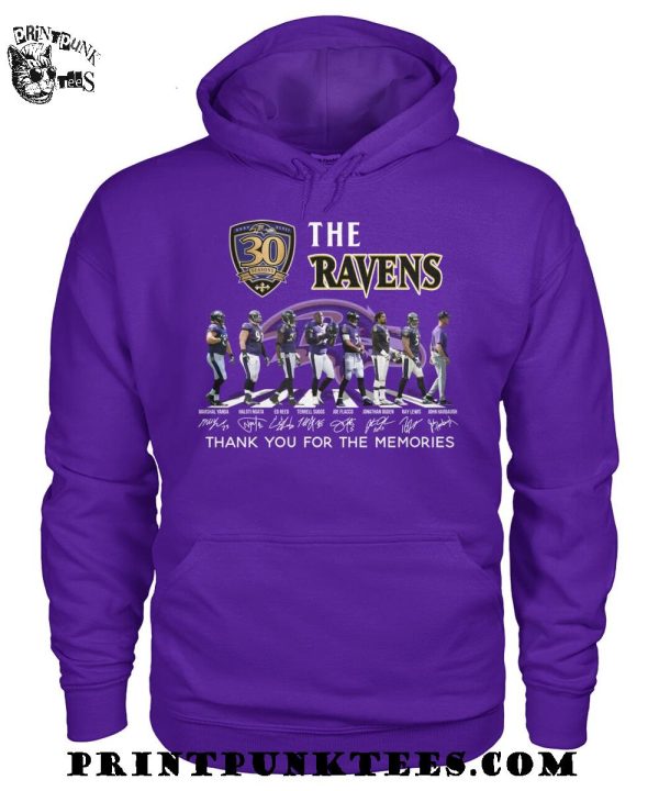 The Baltimore Ravens 30 Seasons Thank You For The Memories T-Shirt