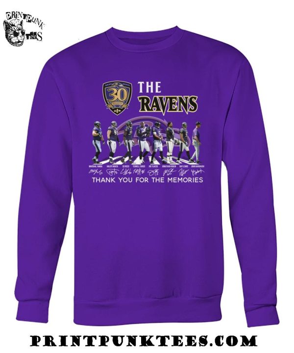 The Baltimore Ravens 30 Seasons Thank You For The Memories T-Shirt