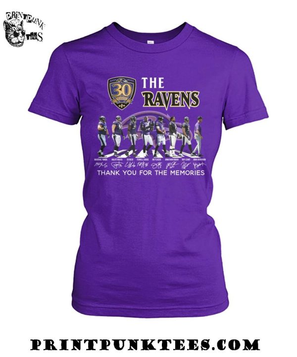 The Baltimore Ravens 30 Seasons Thank You For The Memories T-Shirt