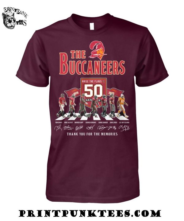 The Tampa Bay Buccaneers 50 Seasons Thank You For The Memories T-Shirt